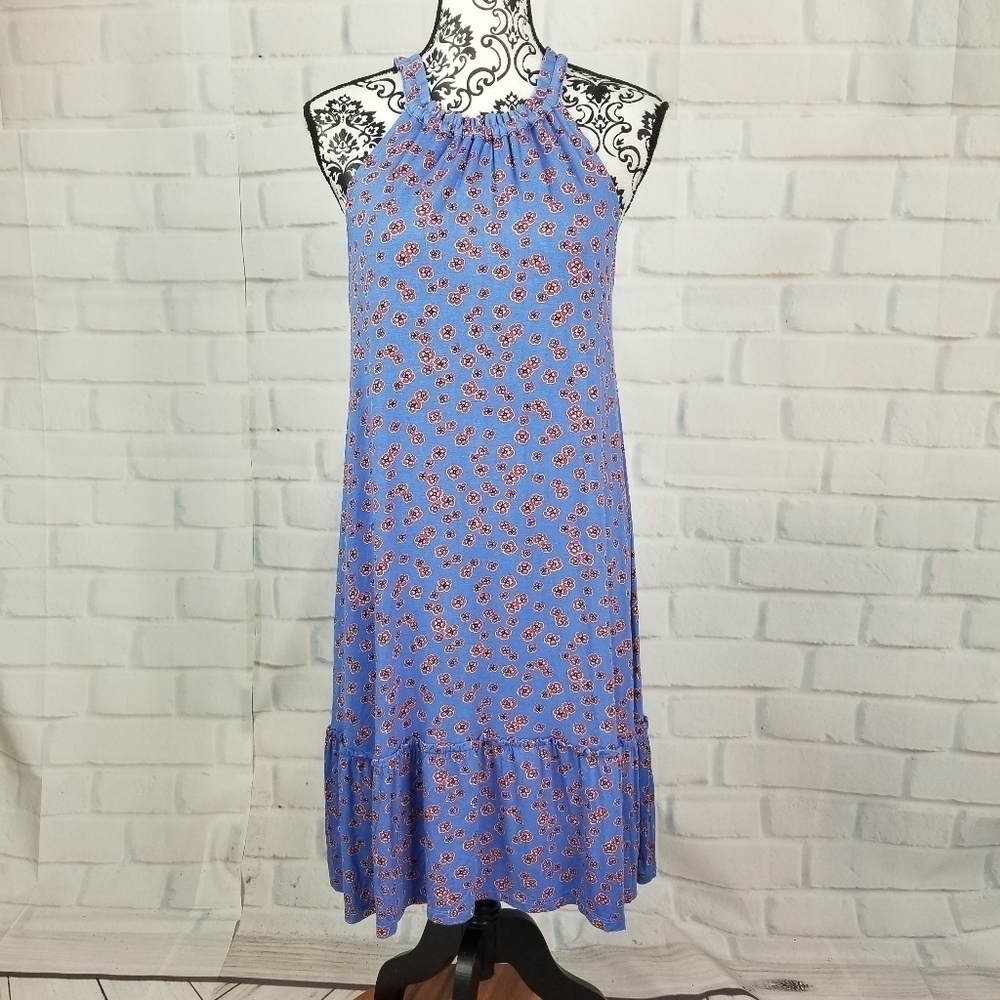 Loft size large floral print stretch knit dress